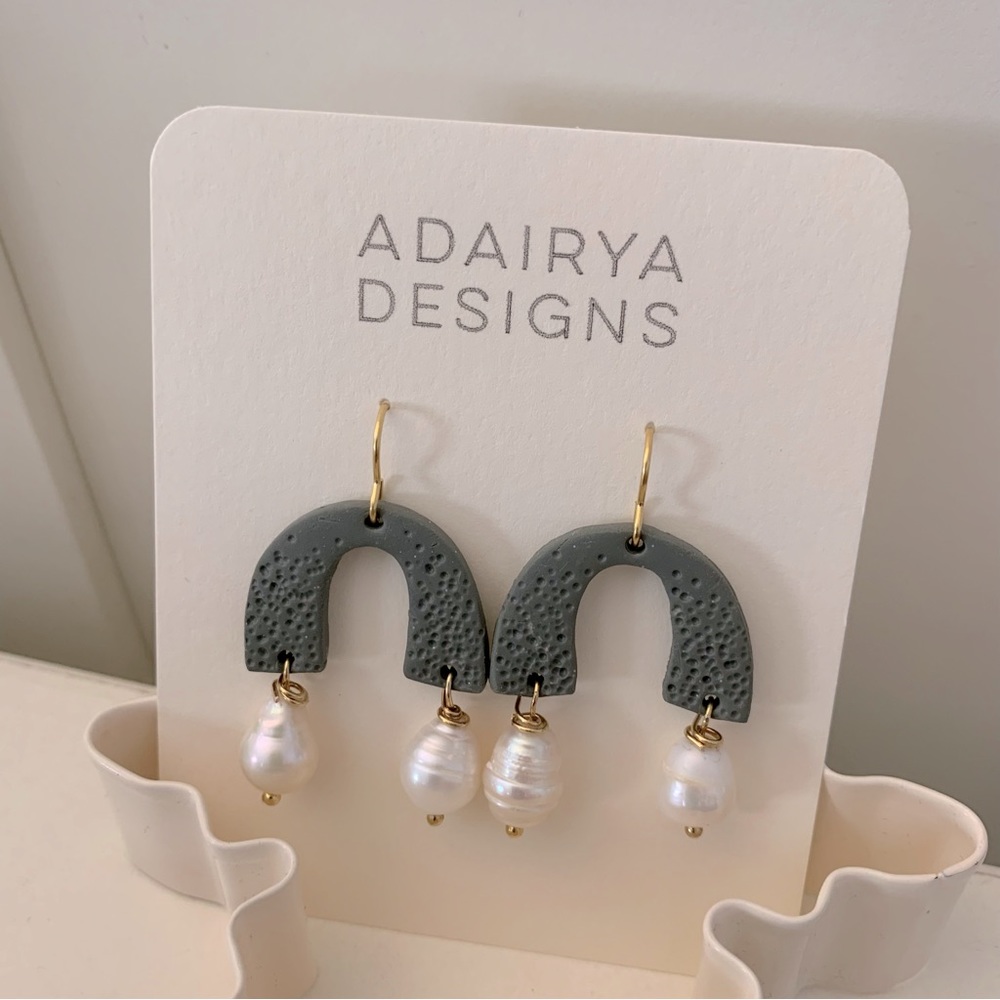 Polymer clay and pearl handcrafted earrings